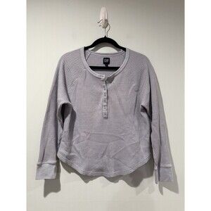 Gap Waffle Knit Henley Button Up Top Womens Small Thermal Lounge Layer Travel